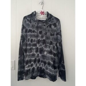 Groceries Apparel Tie Dyed Hoodie Navy/Gray Women's Sz M Pockets Organic Cotton